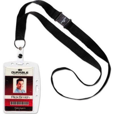 DURABLE OFFICE PRODUCTS Durable Shell-Style ID Card Holder, Vertical/Horizontal, With Necklace, Clear, 10/Pack 826819